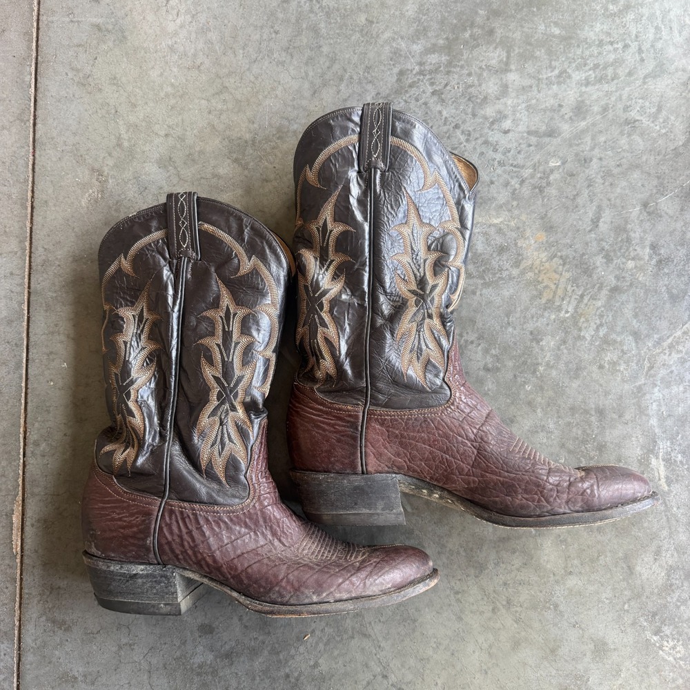 Vintage RARE 70s Tony Lama Gold Label Exotic Leather Cowboy Boots Mens 11D 8809